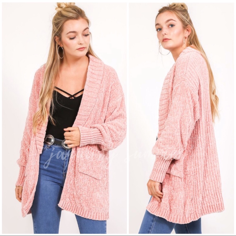 ❄️RESTOCKED//MOCHA CHENILLE CARDIGAN - Picture 4 of 5